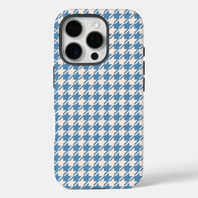 Houndstooth Blue+Cream Rpt Pattern Case-Mate iPhone Case (Back)