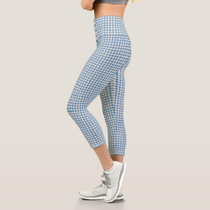 Houndstooth Blue+Cream Sml Pattern Capri Leggings