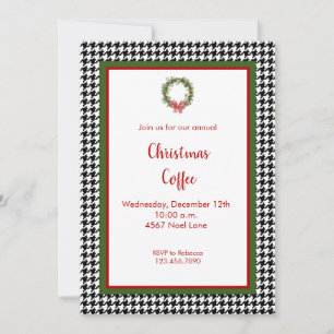 Houndstooth Border Christmas Invitation