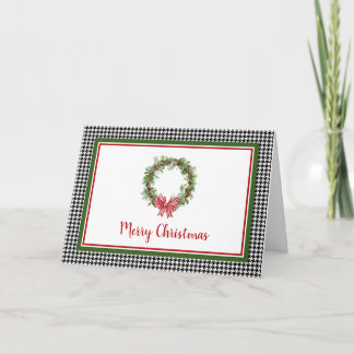 Houndstooth Border Holiday Greeting Card