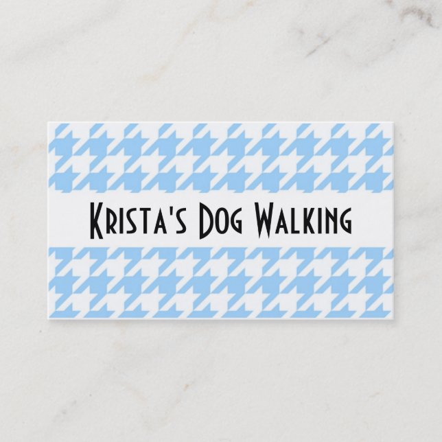 Houndstooth Business Card - Dog Preppy Blue (Front)
