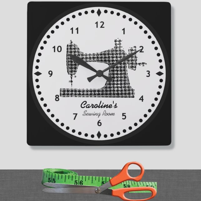 Houndstooth Check Sewing Machine Wall Clock (Creator Uploaded)