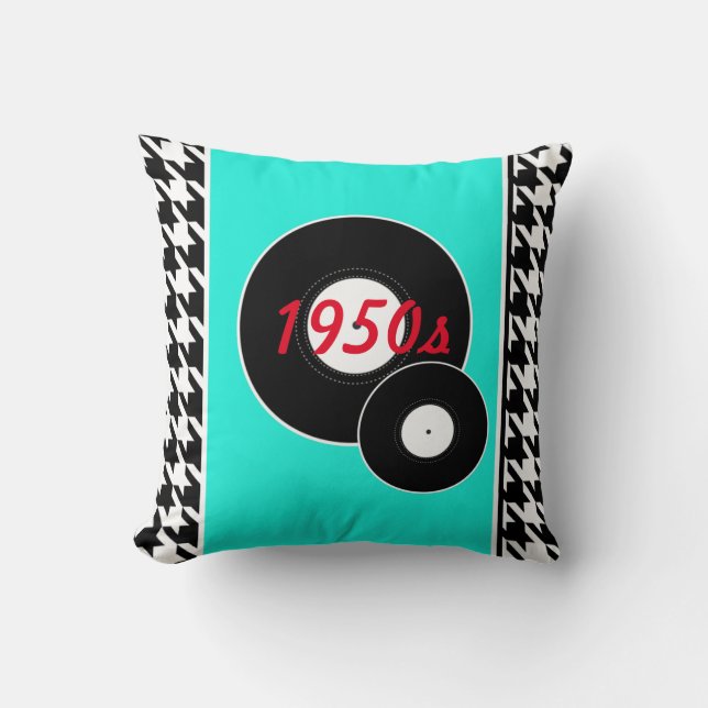 Houndstooth chequered 1950s vintage cushion (Front)