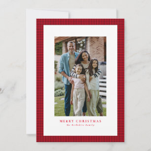 Houndstooth classic Christmas red Holiday Card