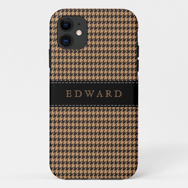 Houndstooth Classic Personalise Case Brown | Black (Back)
