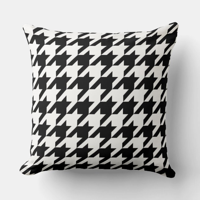 Houndstooth classic weaving black white pattern cushion (Front)