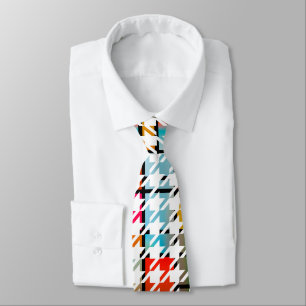 Houndstooth Colourful Abstract Modern Art Pattern. Tie