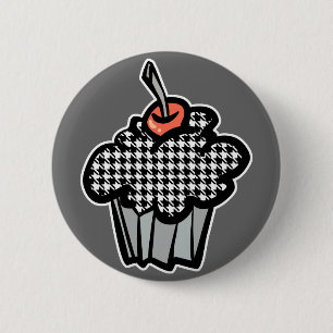 houndstooth cupcake 6 cm round badge