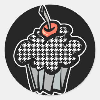 houndstooth cupcake classic round sticker