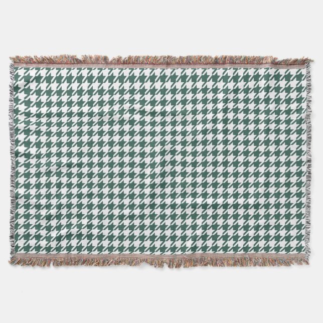 Houndstooth DK GREEN ANY COLOR BACKGROUND Throw Blanket (Front)