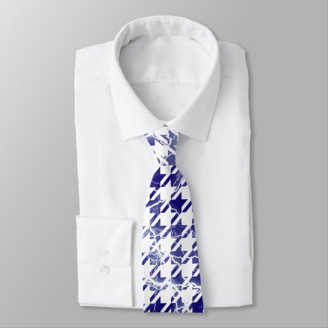 Houndstooth Electrical Lightning Sparks Pattern Tie (Tied)