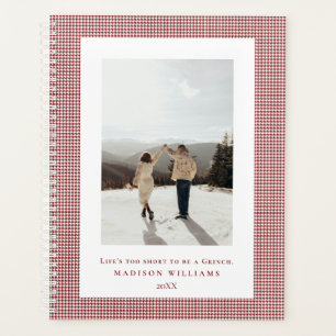 Houndstooth Falu red frame photo Planner