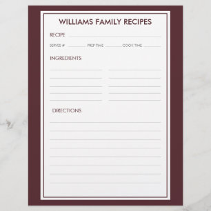 Houndstooth Family Name Recipe Insert 