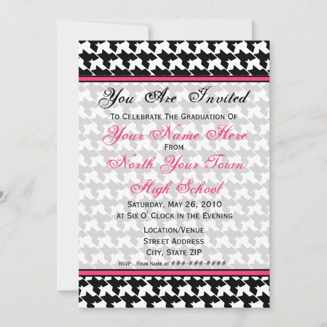 Houndstooth Fashion Graduation Invitation - 2010 (Front)