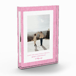 Houndstooth French Rose frame photo Block