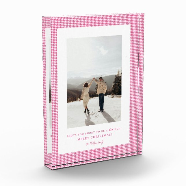 Houndstooth  French Rose frame photo  Block (Left)