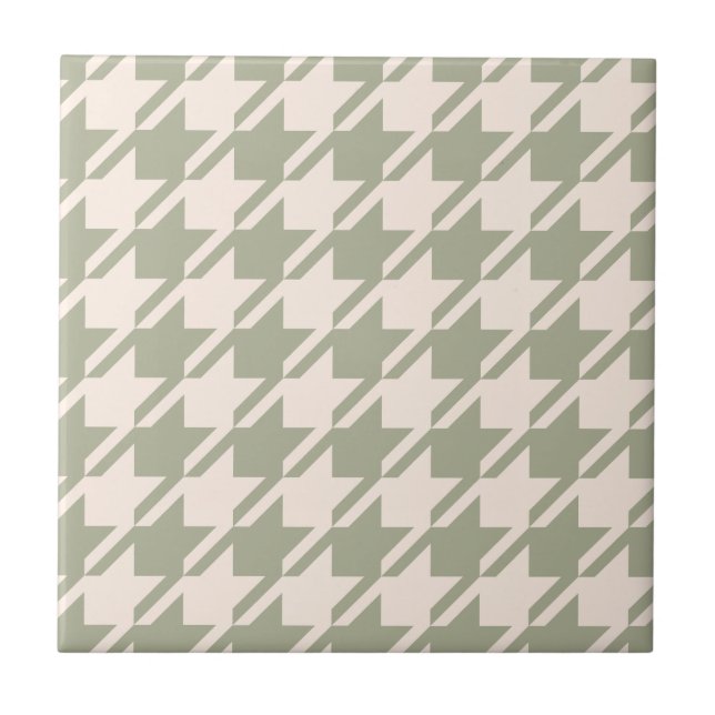 Houndstooth Green+Cream Lg Pattern Tile (Front)