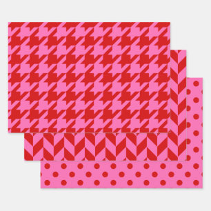 Houndstooth, Herringbone, Dot DIY Colour Hot Pk Re Wrapping Paper Sheet