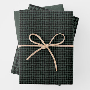 Houndstooth holiday check dark green Christmas Wrapping Paper Sheet