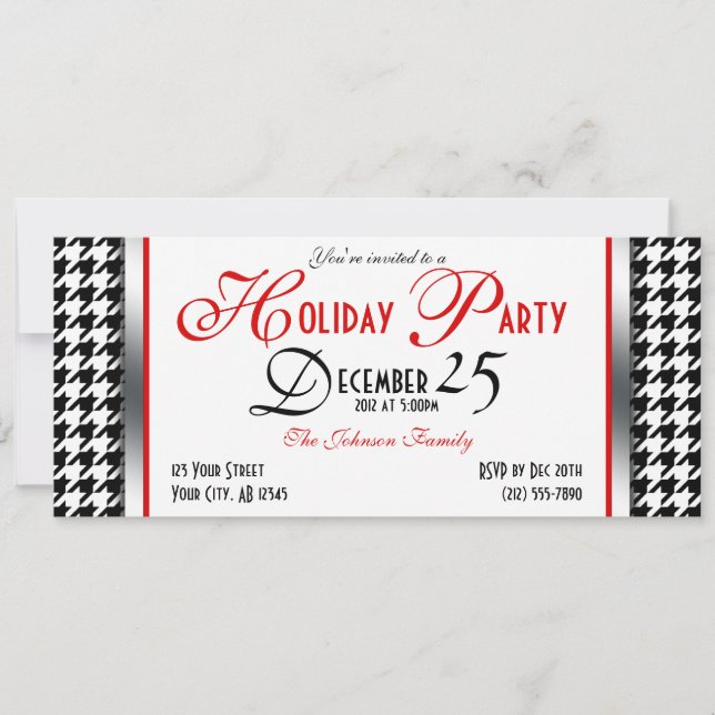 Houndstooth Holiday Party Invitations (Front)