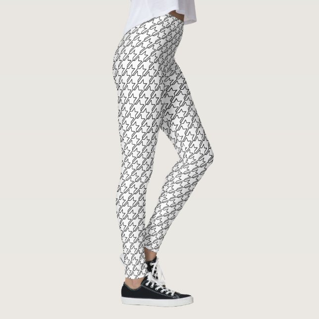 Houndstooth Hollow Black and Transparent Pattern Leggings (Right)