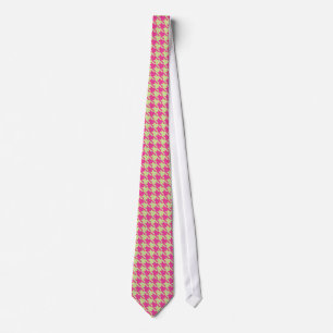 Houndstooth Hot Pink and Lemon Lime Tie
