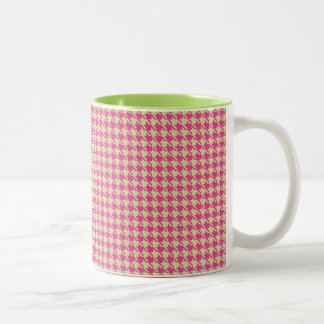 Houndstooth Hot Pink and Lemon Lime Two-Tone Coffee Mug