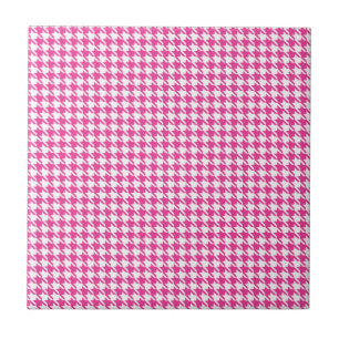 Houndstooth Hot Pink and White Tile