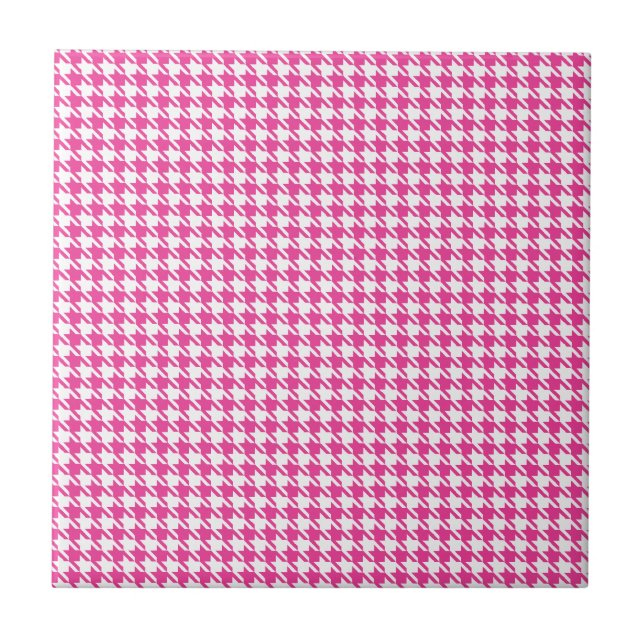 Houndstooth Hot Pink and White Tile (Front)