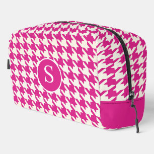 Houndstooth Hot Pink & White Toiletry Bag