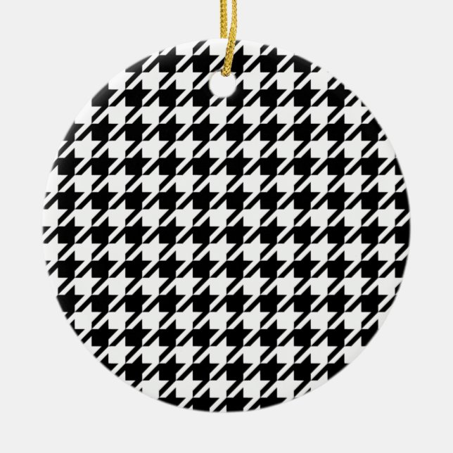 Houndstooth Large Classic Pattern Ceramic Tree Decoration (Front)