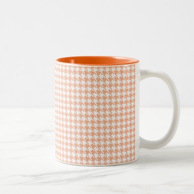 Houndstooth Melon and White Two-Tone Coffee Mug (Right)