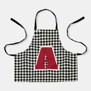 Houndstooth monogram apron