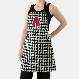 Houndstooth monogram apron