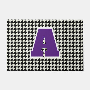 Houndstooth monogram doormat
