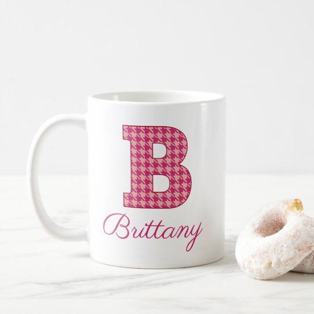 Houndstooth Monogram Letter B Classic Mug (With Donut)