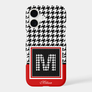 Houndstooth Monogram Red Black White