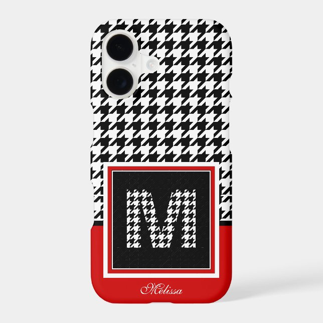 Houndstooth Monogram | Red Black White (Back)