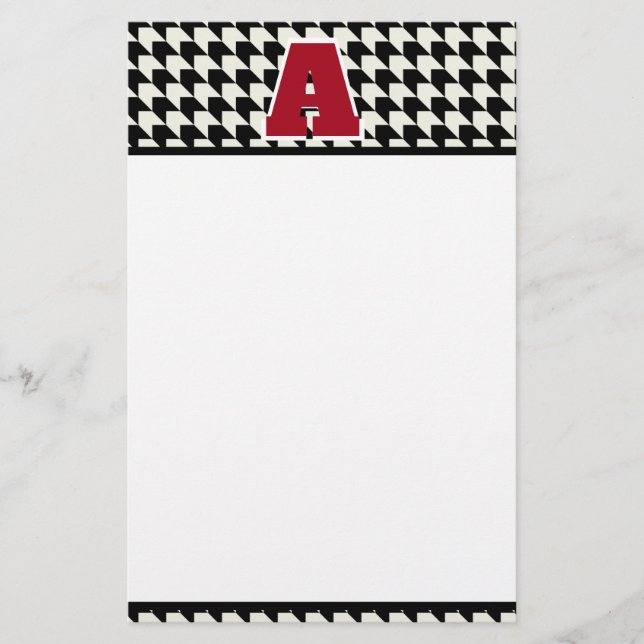 Houndstooth monogram   stationery (Front)