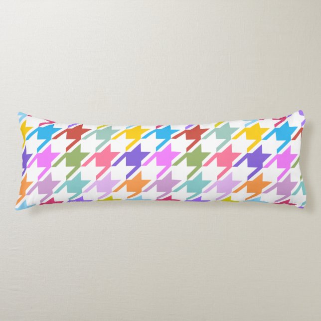 Houndstooth Multicolor+White Big Pattern Body Cushion (Front)