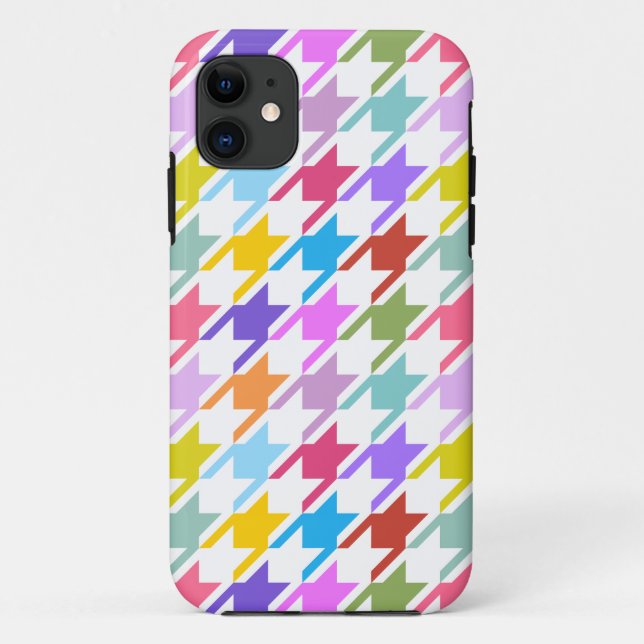 Houndstooth Multicolor+White Big Pattern Case-Mate iPhone Case (Back)