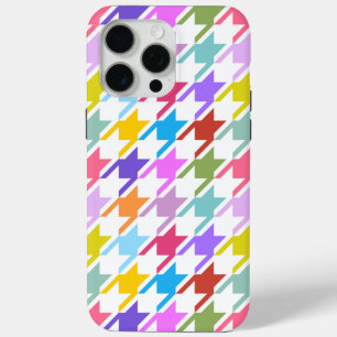 Houndstooth Multicolor+White Big Pattern iPhone 15 Pro Max Case