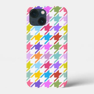 Houndstooth Multicolor+White Big Pattern iPhone 13 Mini Case