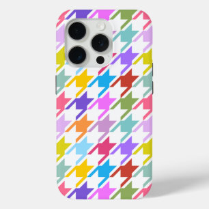 Houndstooth Multicolor+White Big Pattern iPhone 15 Pro Case