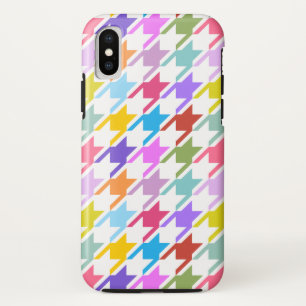 Houndstooth Multicolor+White Big Pattern iPhone X Case