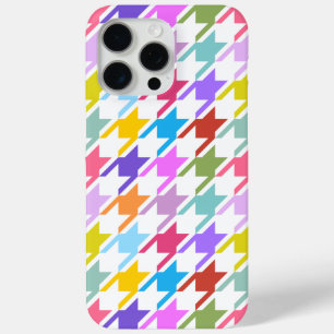 Houndstooth Multicolor+White Big Pattern iPhone 15 Pro Max Case
