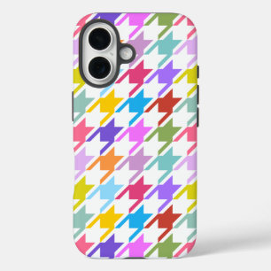 Houndstooth Multicolor+White Big Pattern iPhone 16 Case