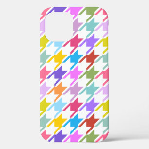 Houndstooth Multicolor+White Big Pattern iPhone 12 Pro Case