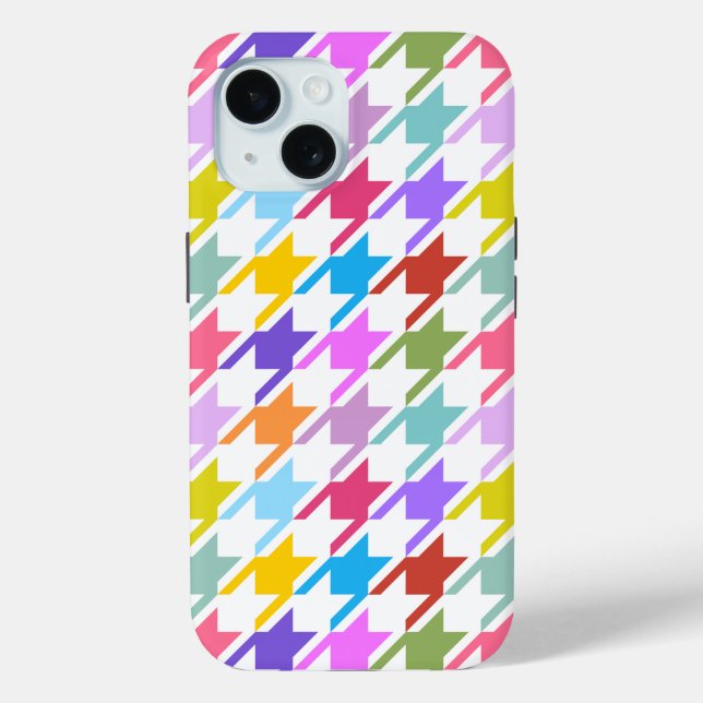 Houndstooth Multicolor+White Big Pattern Case-Mate iPhone Case (Back)