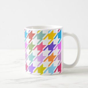 Houndstooth Multicolor+White Big Pattern Coffee Mug